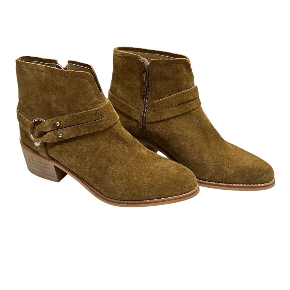 Crevo Aviva Leather Chestnut Western Stacked Heel Bootie Women’s Sz 7